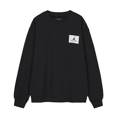 Jordan Logo Crewneck Pullover Fleece Sweatshirt Black Long-Sleeve FB3910-010