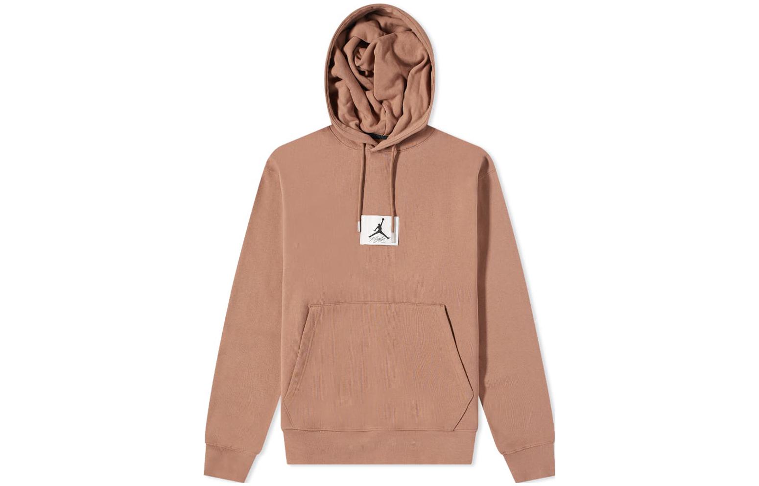 Jordan Logo Drawstring Hoodie Brown Long Sleeve DA9816-256