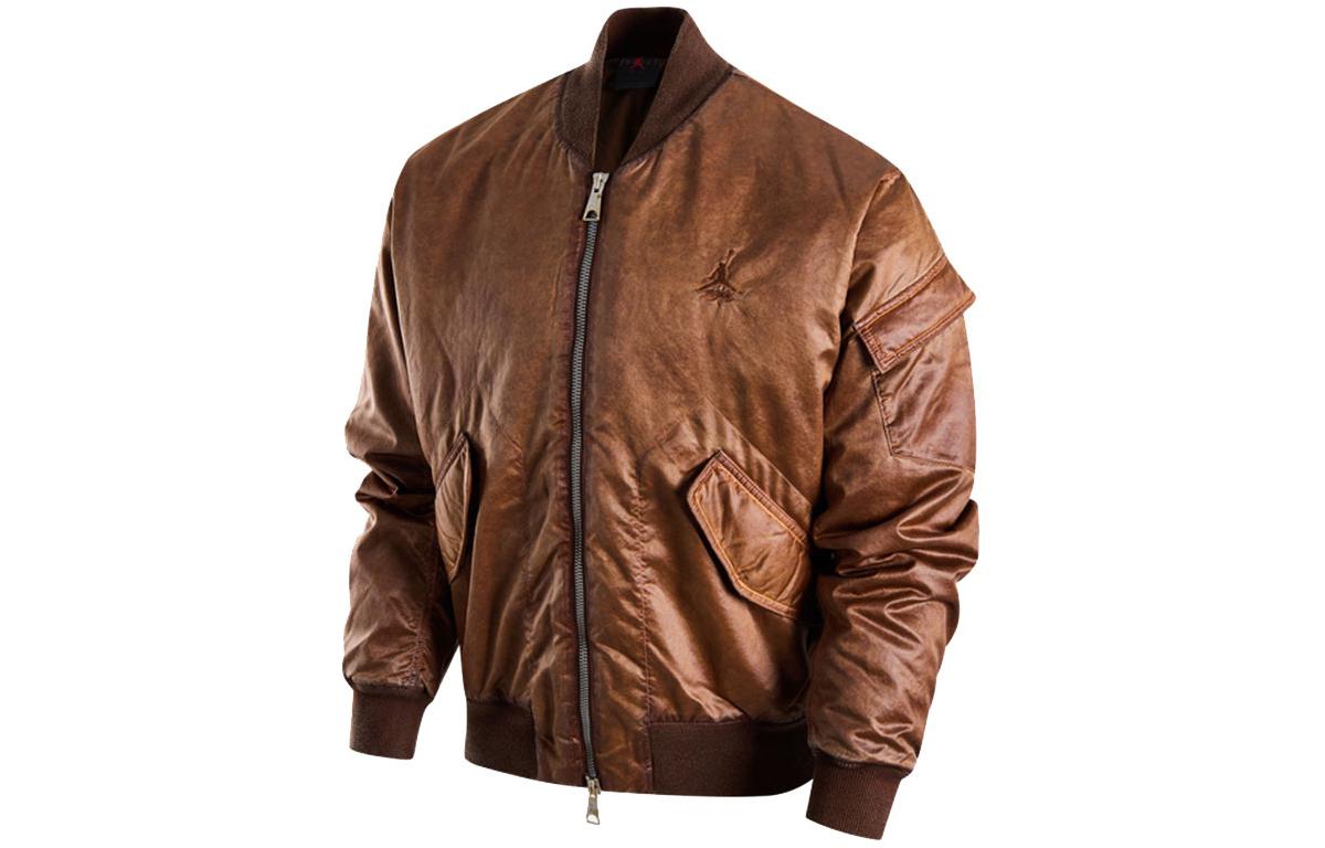 Jordan Logo Embroidered Brown Bomber Jacket for Men - Casual and Stylish FN6544-231