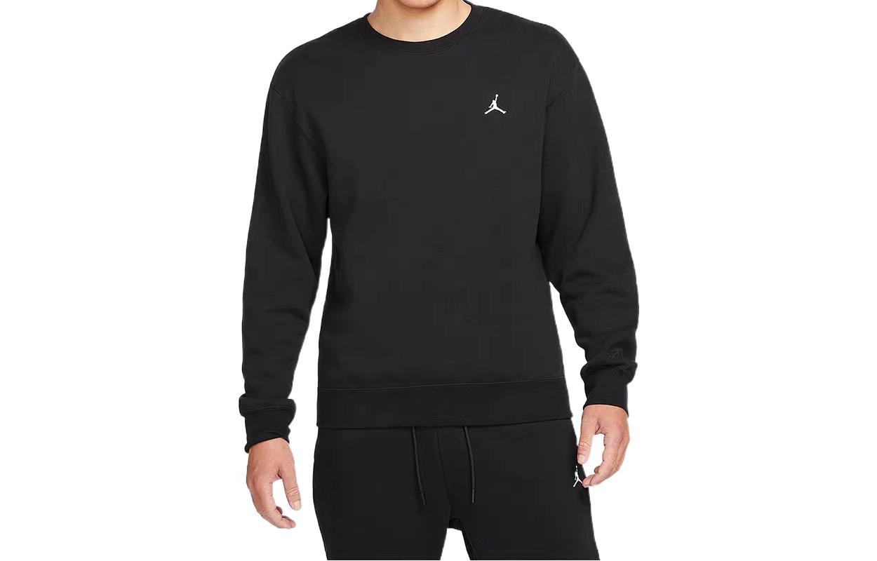 Jordan Logo Embroidered Crewneck Pullover Fleece Sweatshirt Black DN7957-010