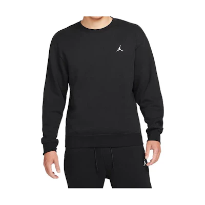 Jordan Logo Embroidered Crewneck Pullover Fleece Sweatshirt Black DN7957-010