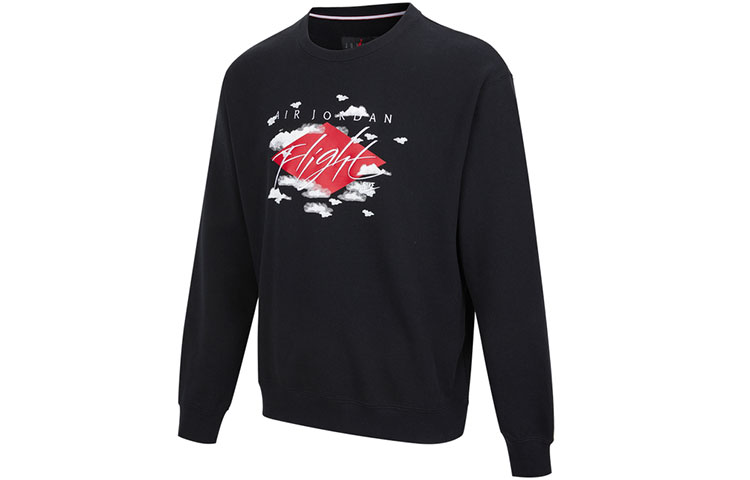 Jordan Logo Embroidered Crewneck Sweatshirt Black - DH9036-010