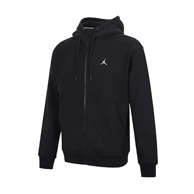 Jordan Logo Embroidered Fleece Hoodie Jacket Winter Black DA9811-010
