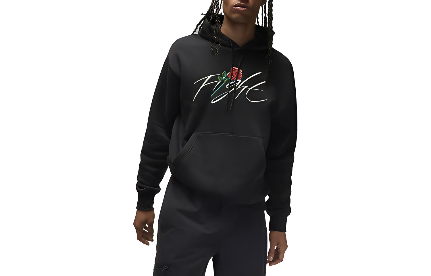 Jordan Logo Floral Print Pullover Sweatshirt Black () FD0595-010