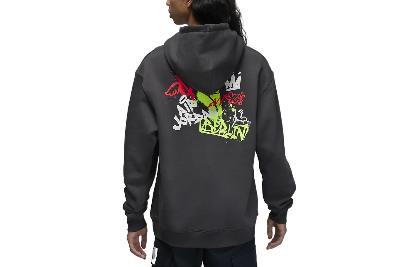 Jordan Logo Graffiti Print Pullover Hoodie () - Black FD2662-060