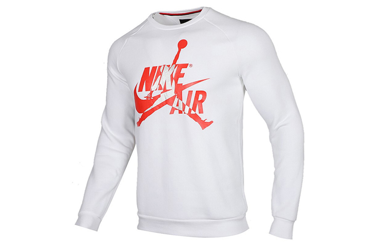 Jordan Logo Graphic Crewneck Loose Fit Casual Long Sleeve Sweatshirt White () BV6007-100
