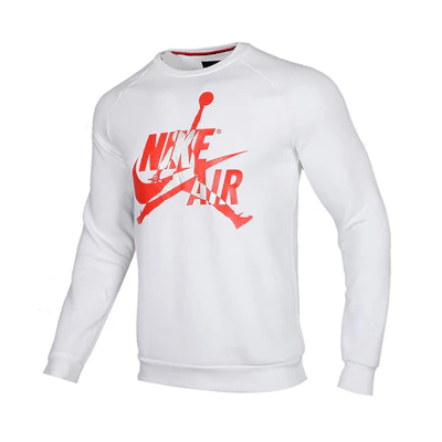 Jordan Logo Graphic Crewneck Loose Fit Casual Long Sleeve Sweatshirt White () BV6007-100