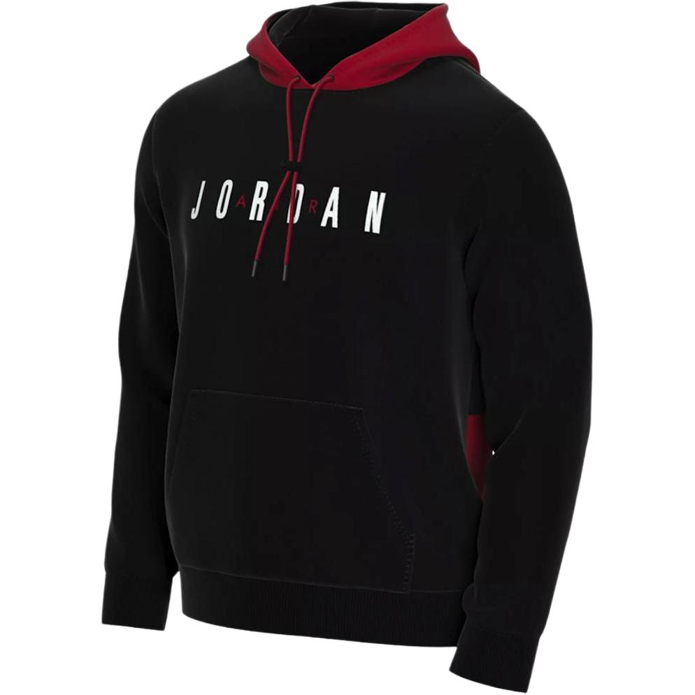 Jordan Logo Graphic Drawstring Hoodie Mens - Black/Red CW8434-010