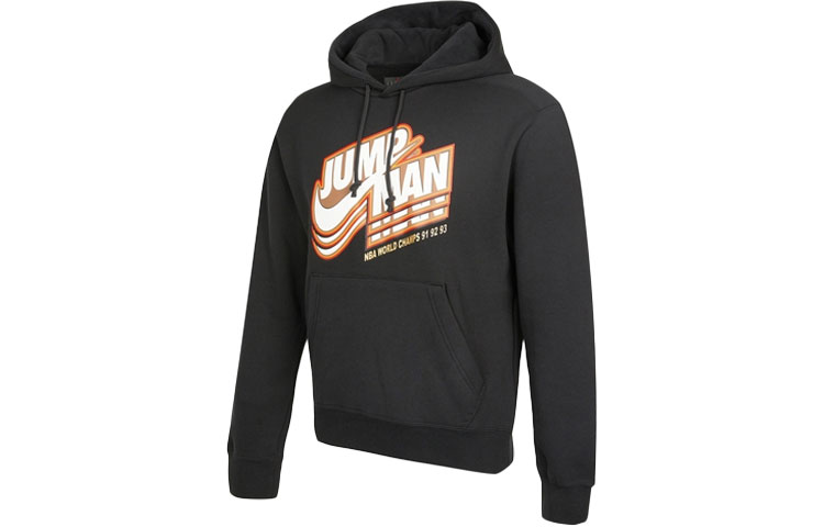 Jordan Logo Graphic Fleece Hoodie Retro Loose Fit Black DC9605-010