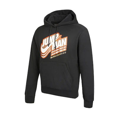 Jordan Logo Graphic Fleece Hoodie Retro Loose Fit Black DC9605-010