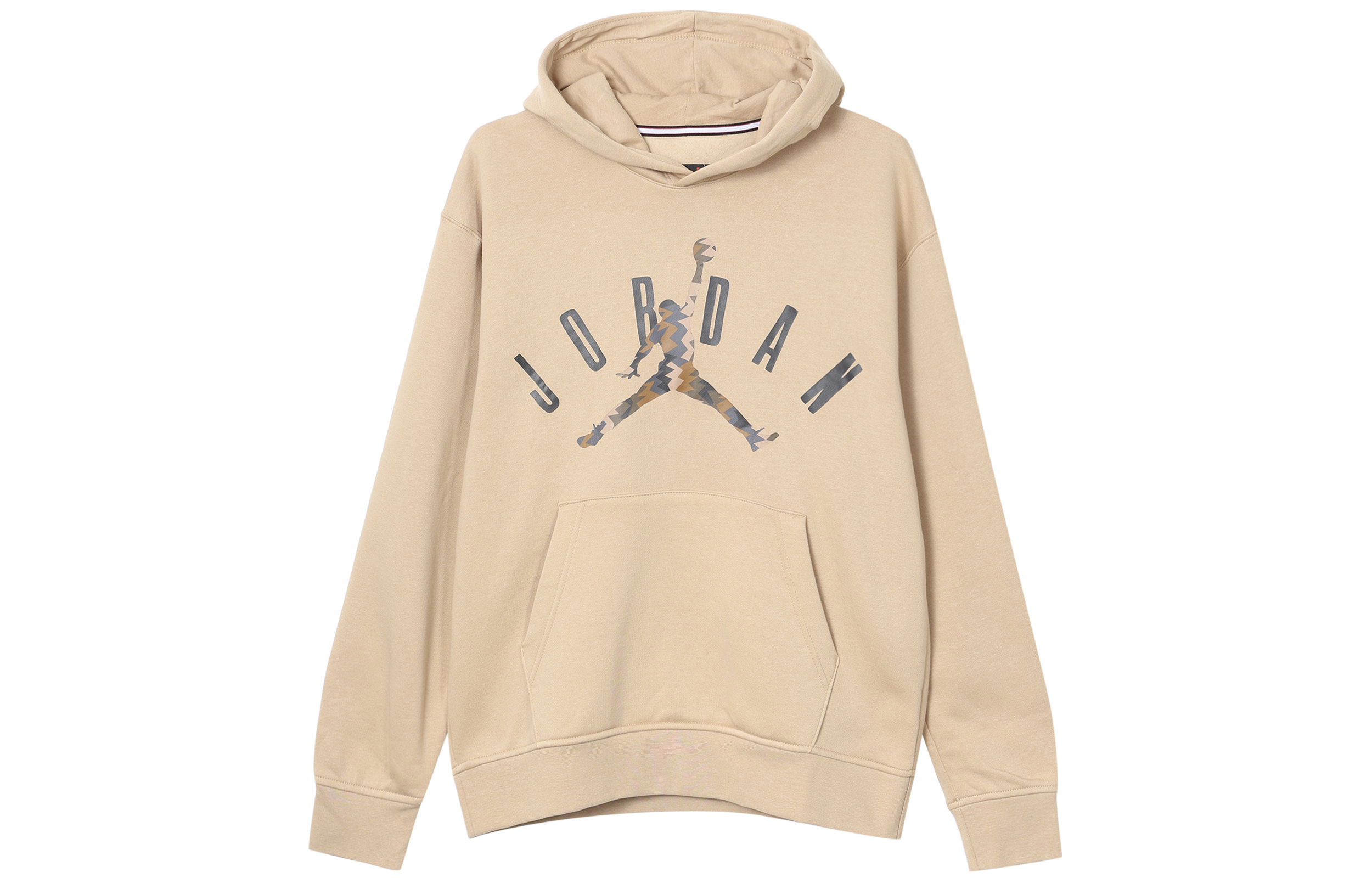 Jordan Logo Graphic Hoodie Khaki - Loose-Fit Fleece Pullover FD7416-200