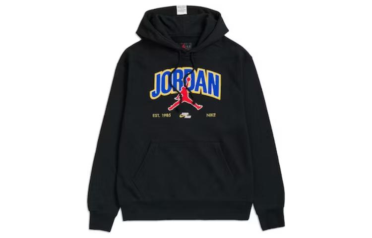 Jordan Logo Graphic Pullover Hoodie Black Long Sleeve DA7184-010