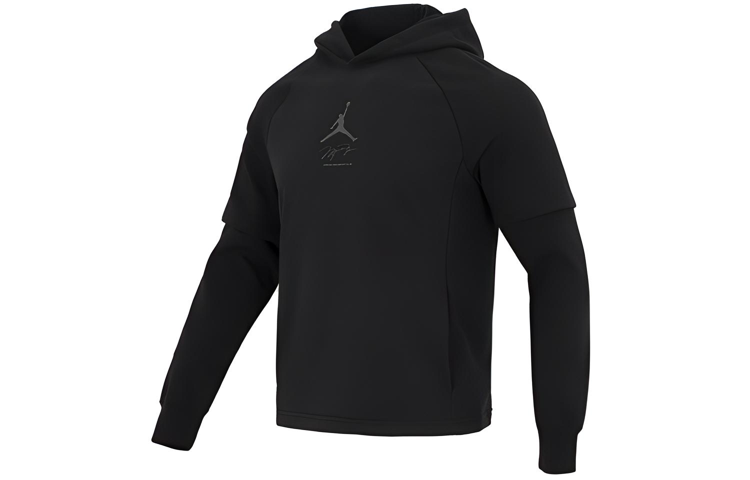 Jordan Logo Graphic Pullover Hoodie Black Long Sleeve DV9782-010
