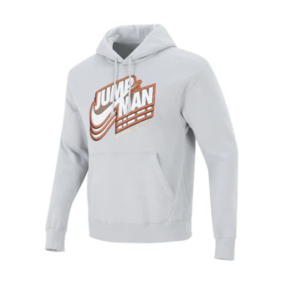 Jordan Logo Graphic Pullover Hoodie Loose Fit Vintage Style Light Grey DC9605-097