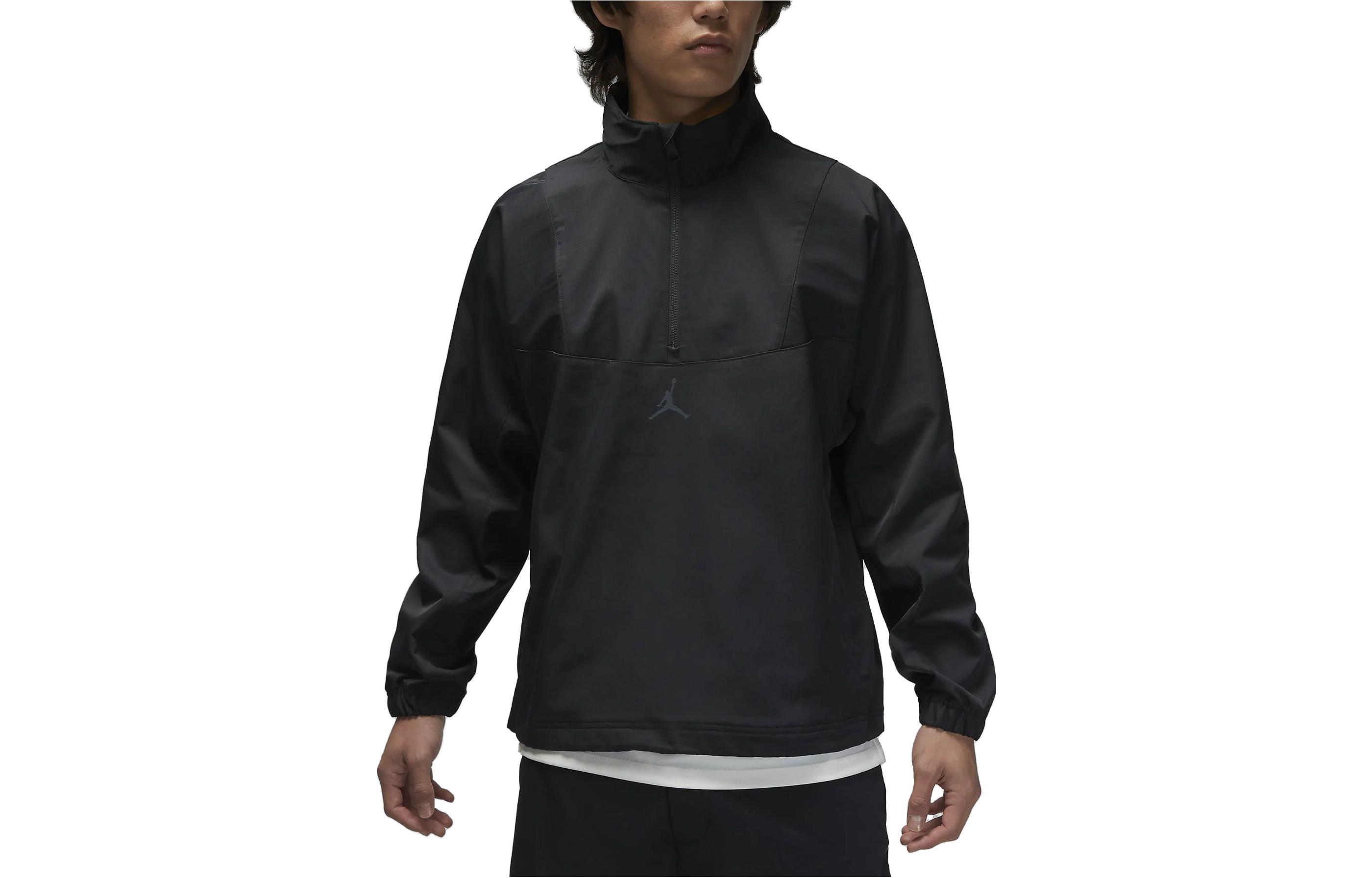 Order 乔丹Logo半拉链织物夹克 黑色 DZ0556-010