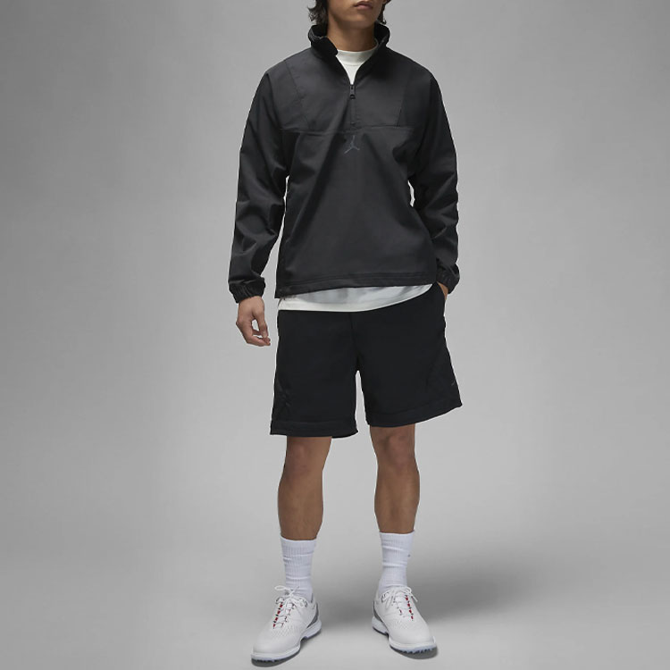 Shop 乔丹Logo半拉链织物夹克 黑色 DZ0556-010
