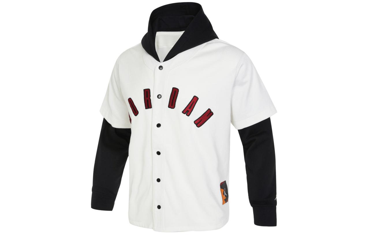 Jordan Logo Letter Print Colorblock Hoodie Jacket White FB7035-133