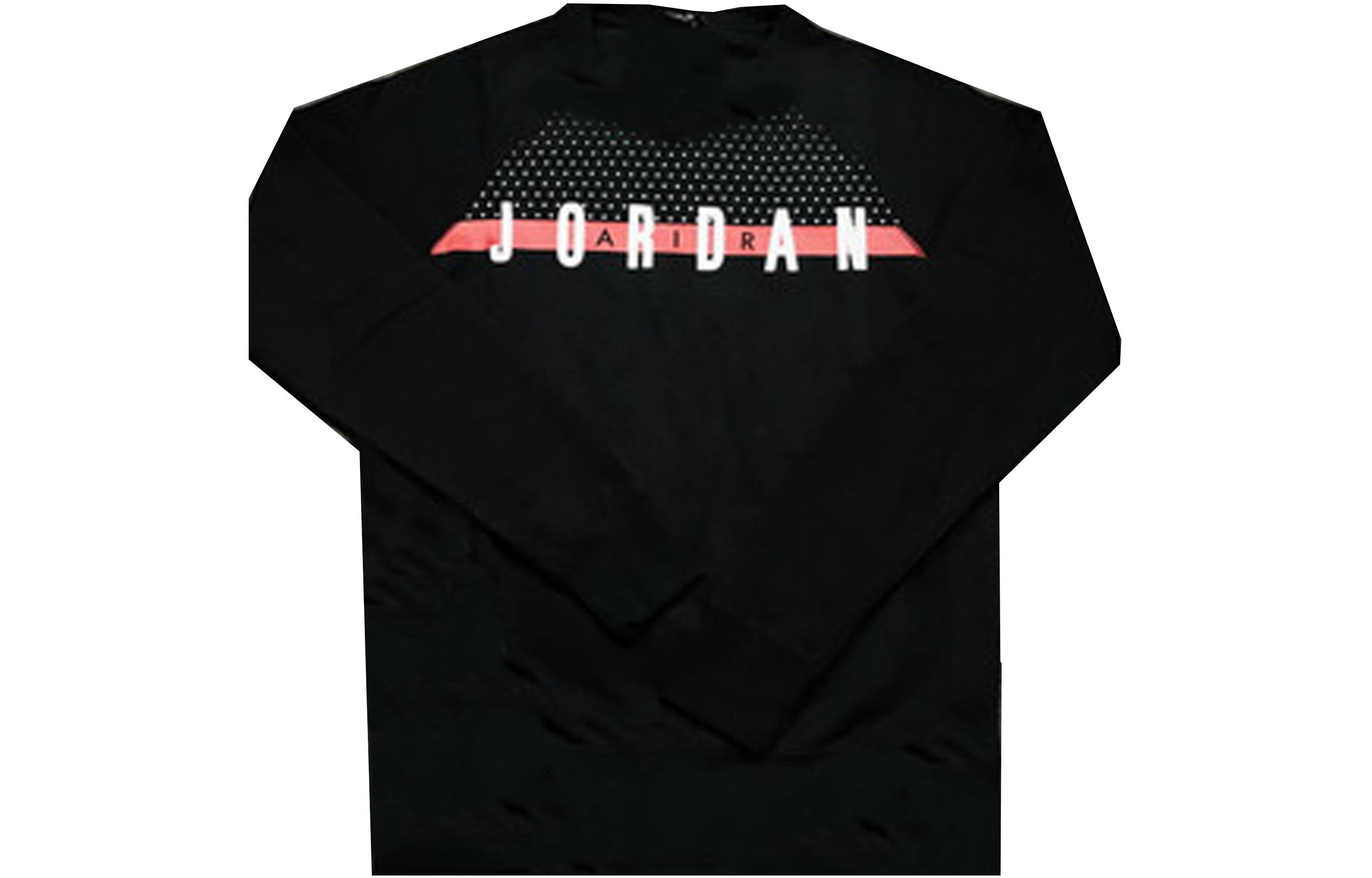 Jordan Logo Letter Print Crewneck Long Sleeve Sweatshirt Black 845390-010