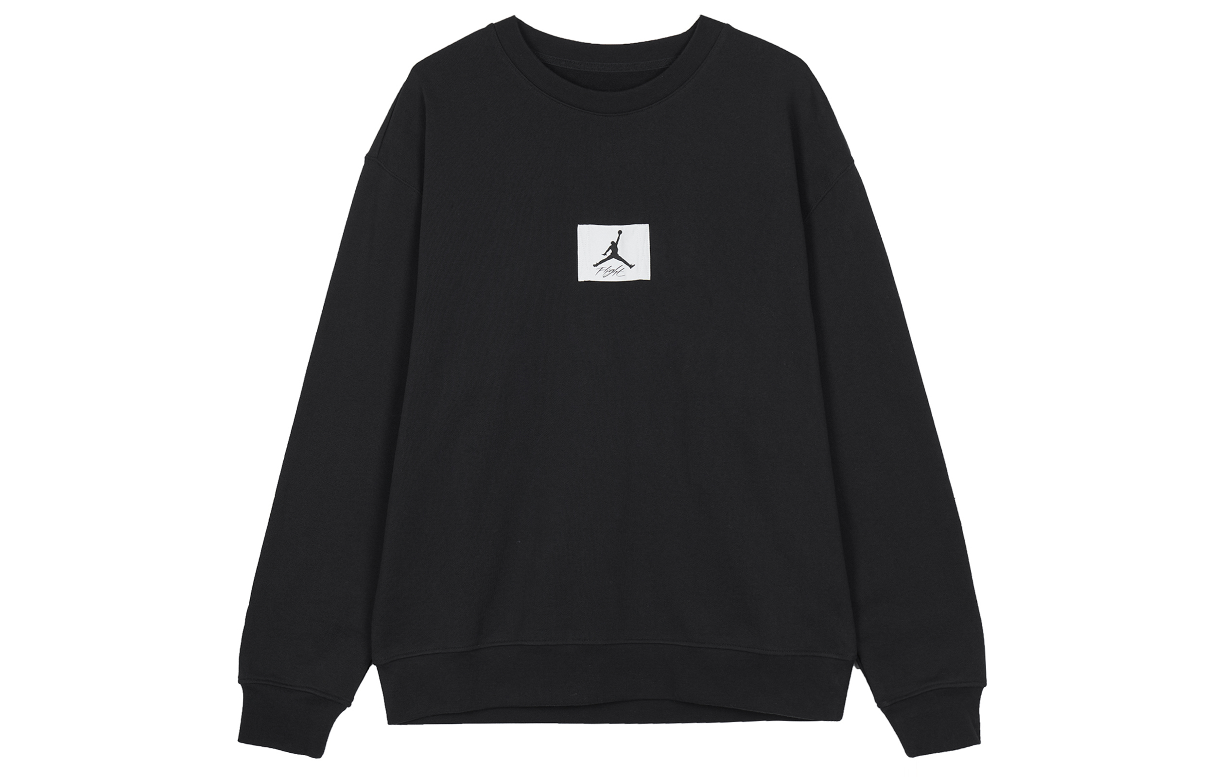 Jordan Logo Patch Crewneck Loose Pullover Sweatshirt Black () FB6935-010