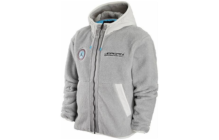 Jordan Logo Patch Fleece Zip Hoodie Jacket Men’s Light Blue FB1908-077