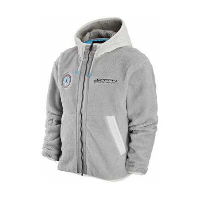 Jordan Logo Patch Fleece Zip Hoodie Jacket Men’s Light Blue FB1908-077
