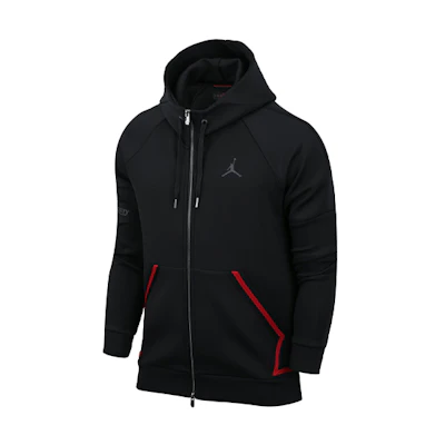 Jordan Logo Patchwork Zip Hoodie Jacket Black CK1343-010