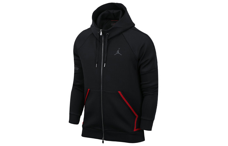 Order Jordan Logo Patchwork Zip Hoodie Jacket Black CK1343-010