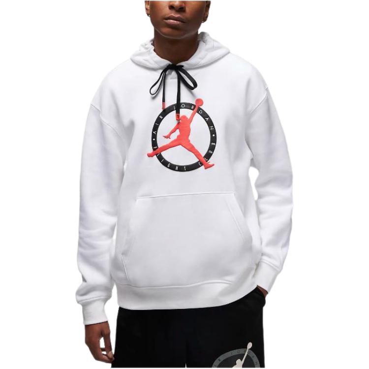 Jordan Logo Pocket Pullover Casual Hoodie White FB7050-100