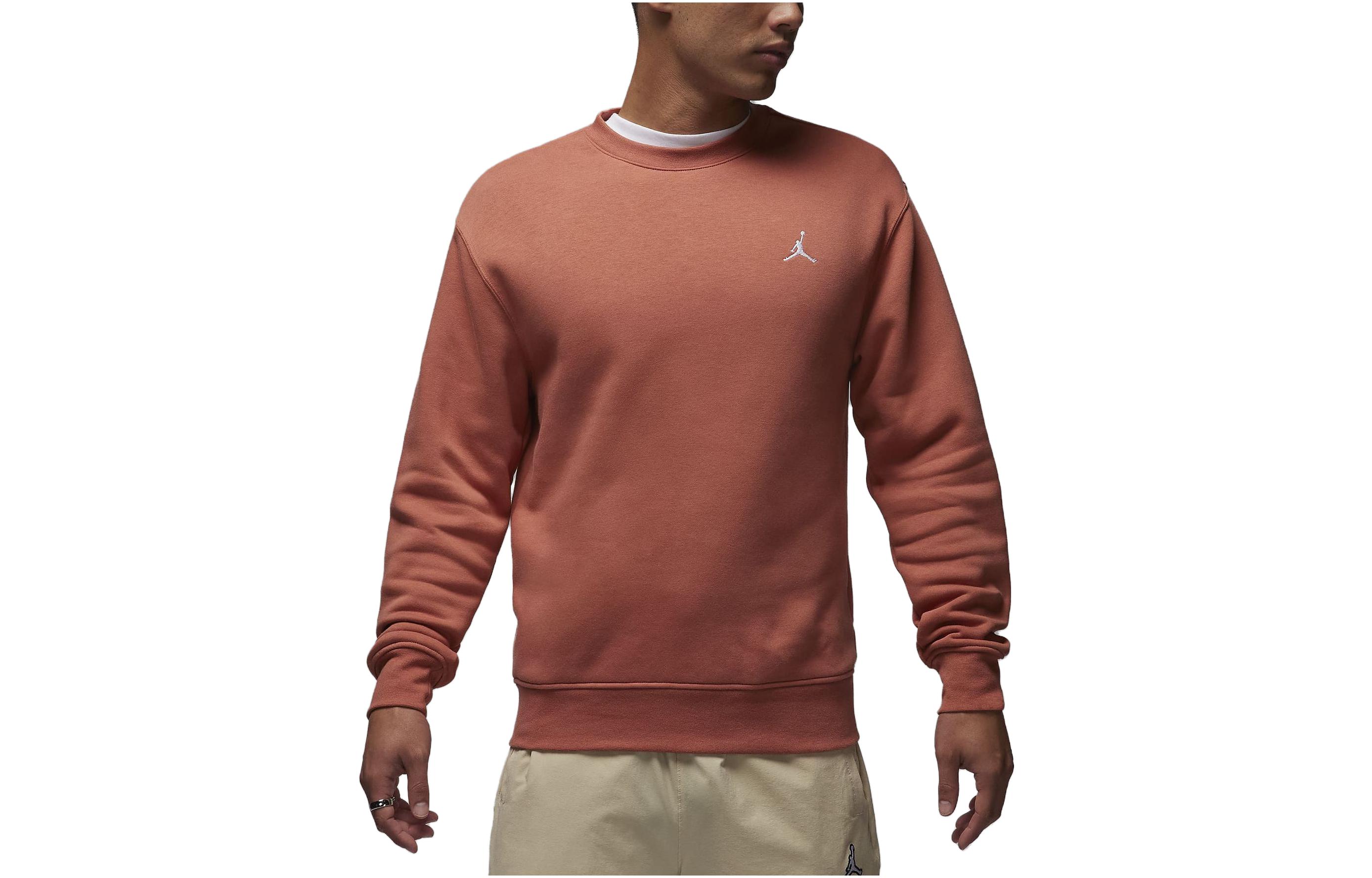Jordan Logo Print Crewneck Loose Fit Fleece Sweatshirt Orange () FJ7777-810