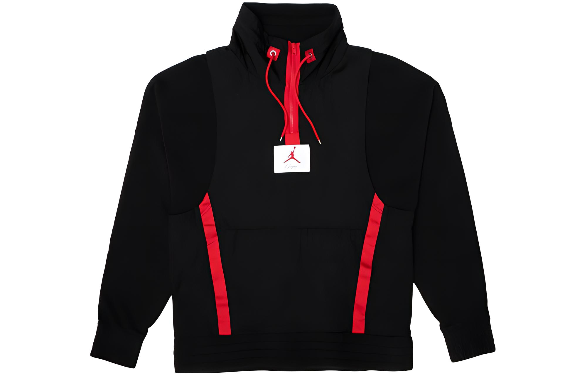 Jordan Logo Print Half-Zip Pullover Jacket Black () AH3408-010