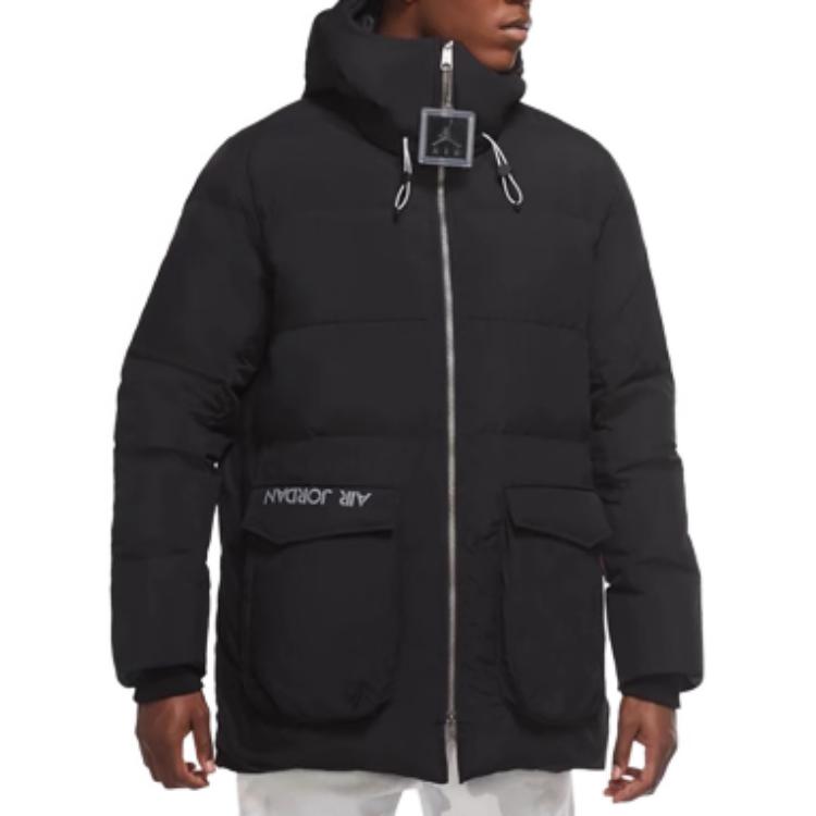 Purchase Jaket Musim Sejuk Bertudung Jordan Logo Cetak Hitam. DZ4552-010