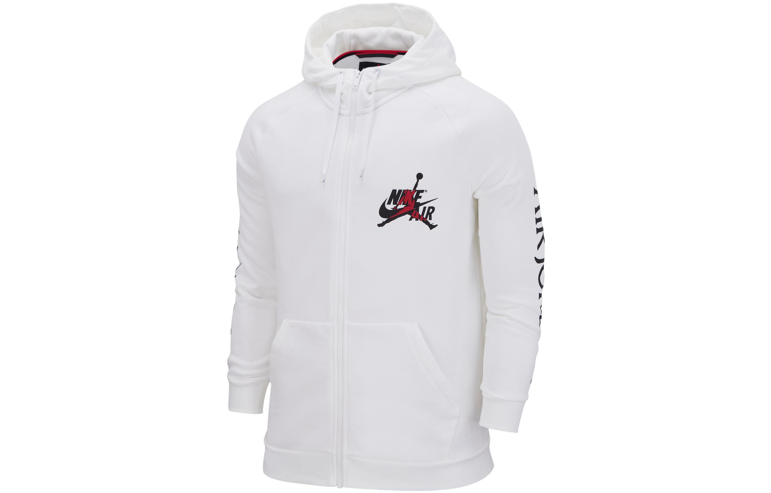 Jordan Logo Print Hooded Zip Jacket White DH9507-100