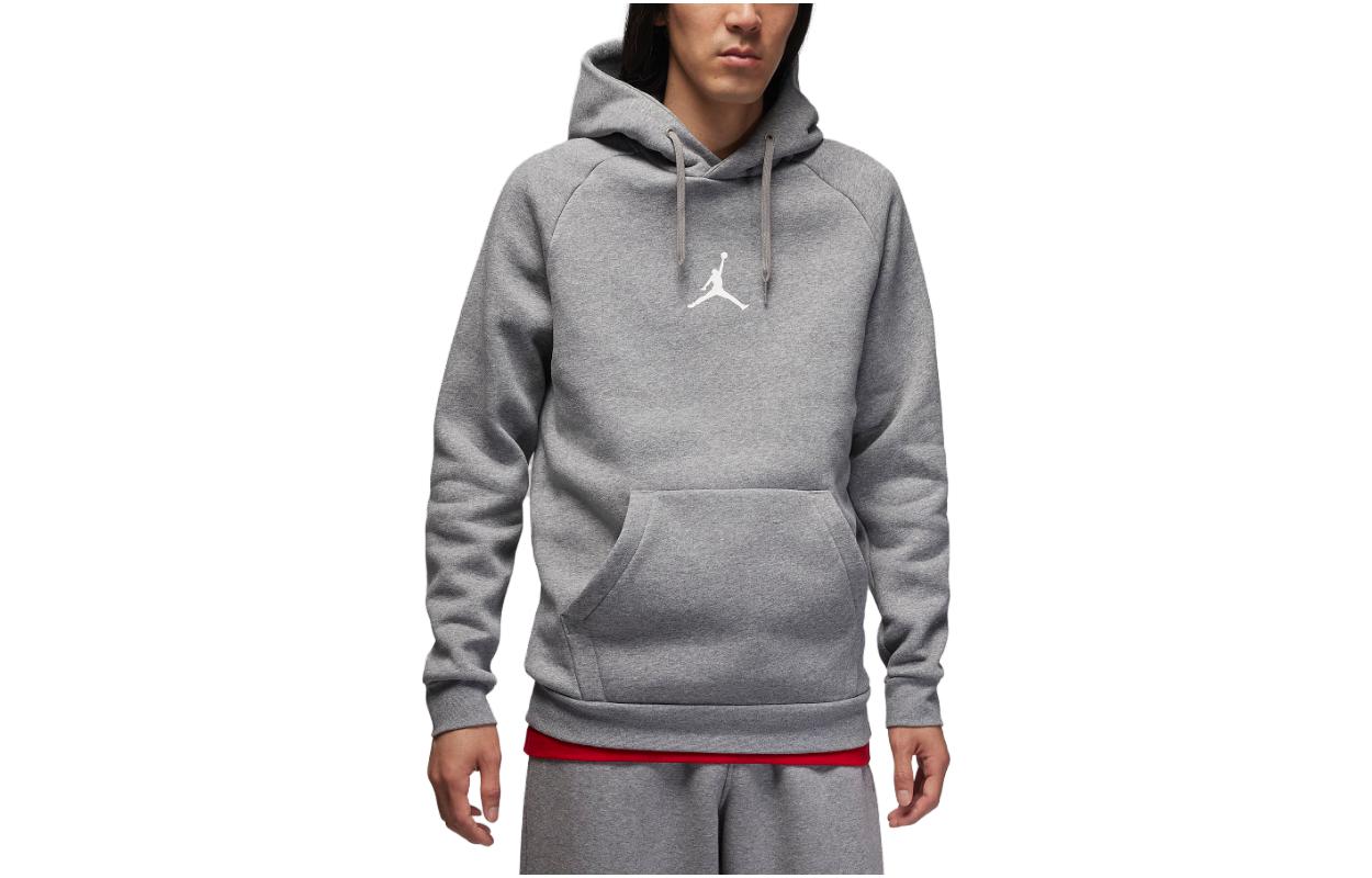 Jordan Logo Print Pullover Hoodie Grey Long Sleeve Fit FV1319-091