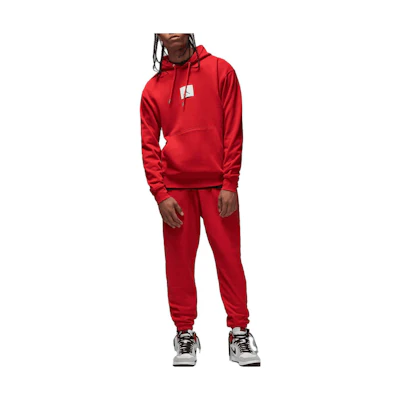 Jordan Logo Print Pullover Hoodie Red Loose Fit Long Sleeve DQ7338-612