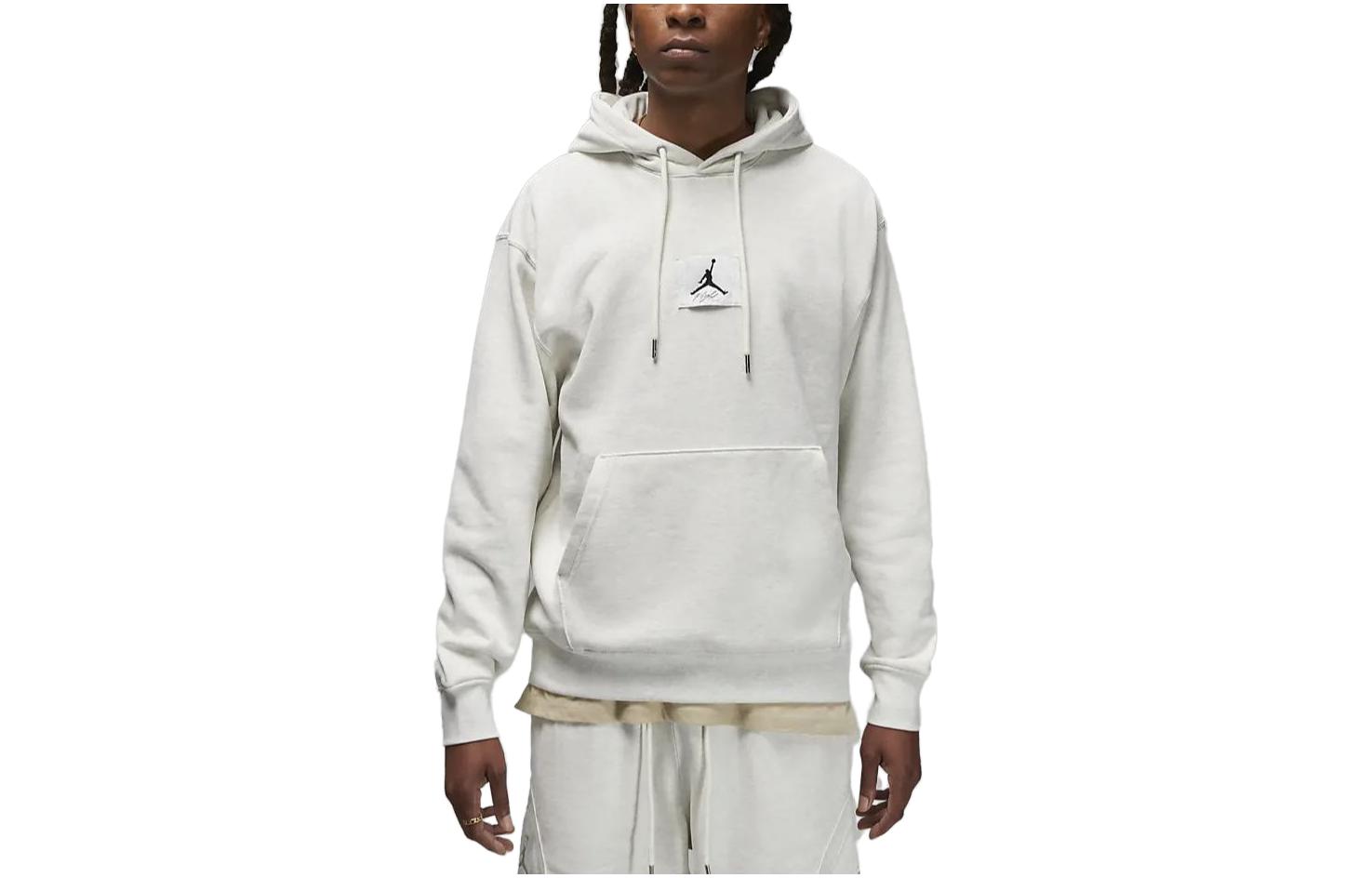Jordan Logo Print Pullover Hoodie White DQ7338-134