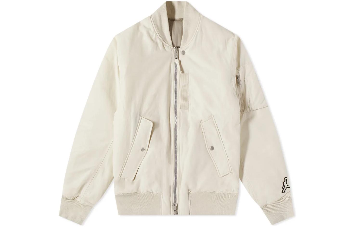 Jordan Logo Print Snap Button Zip-Up Jacket White DA9796-104