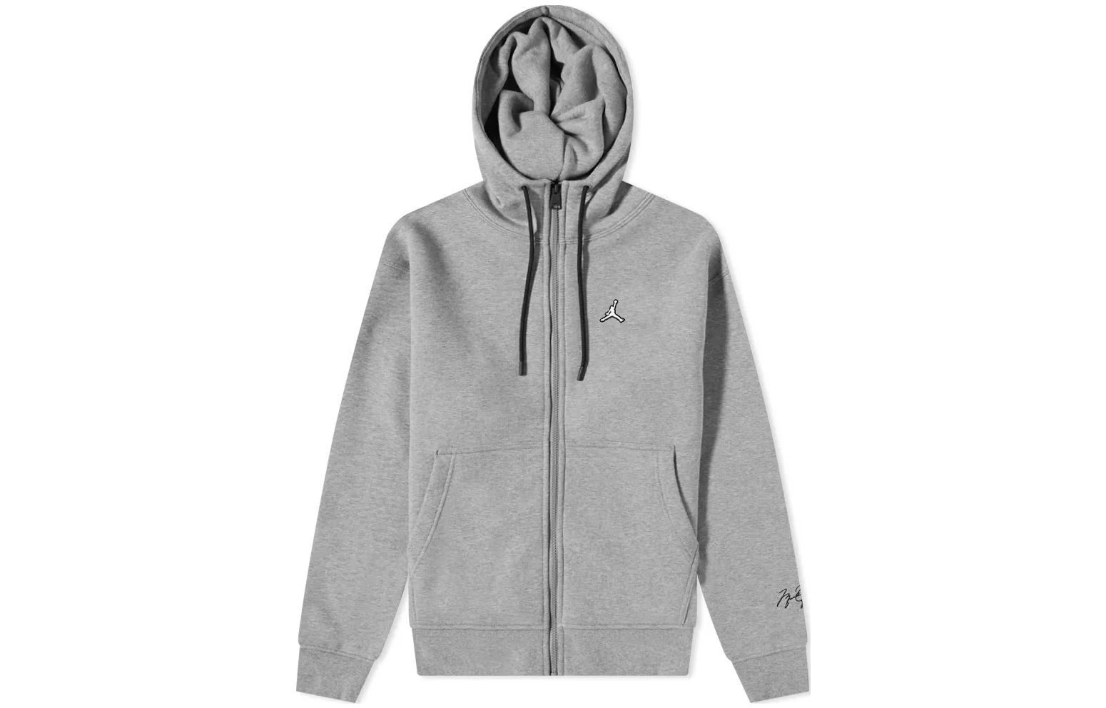 Jordan Logo Print Zip-Up Hoodie Grey DA9810-091