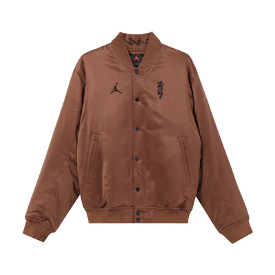 Jordan Logo Printed Button-Up Sports Jacket Brown DV5634-244