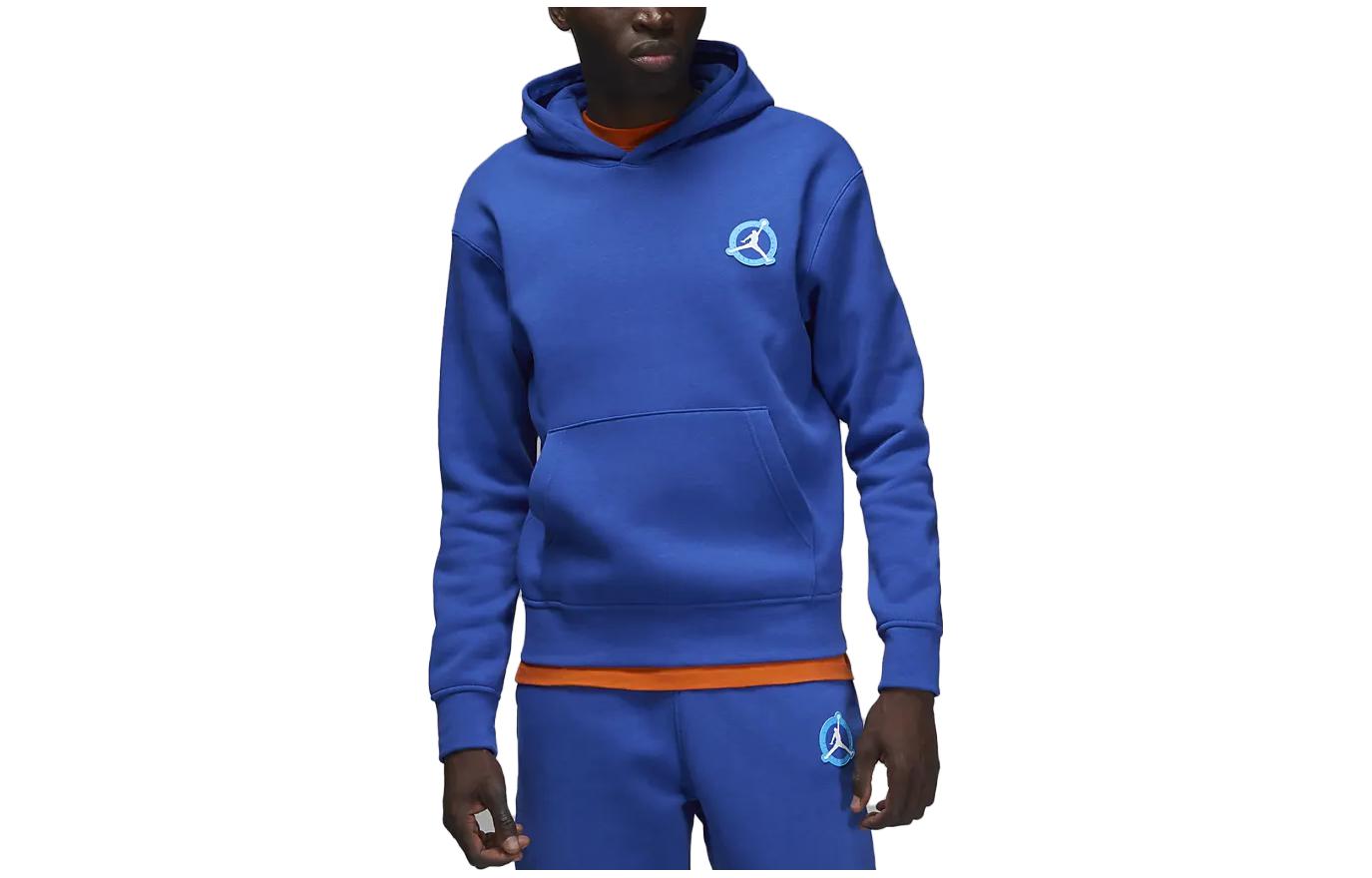 Jordan Logo Printed Hoodie Long Sleeve Pullover Blue DV7593-480