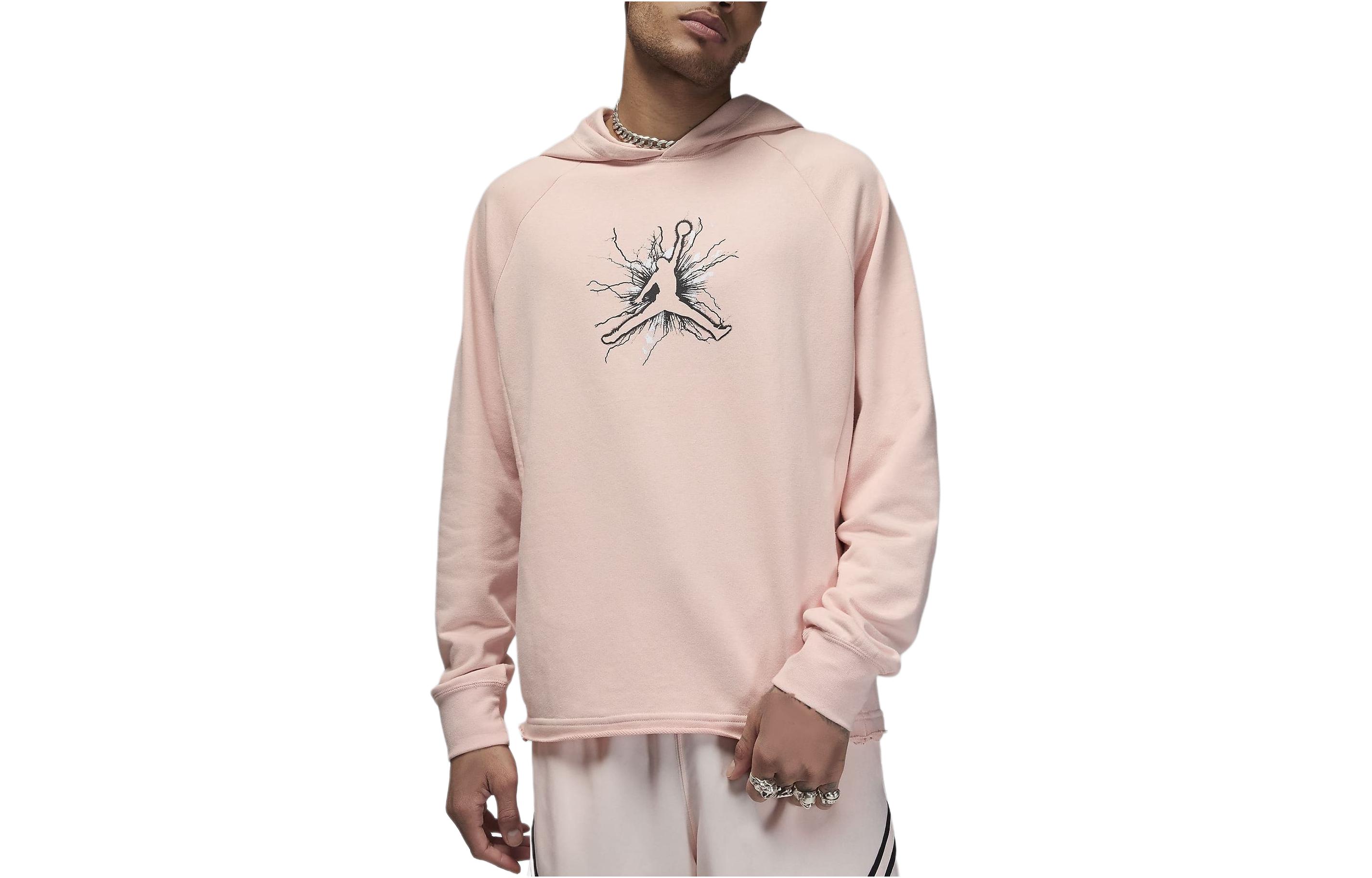 Jordan Logo Printed Pink Pullover Hoodie for Men FN5813-622