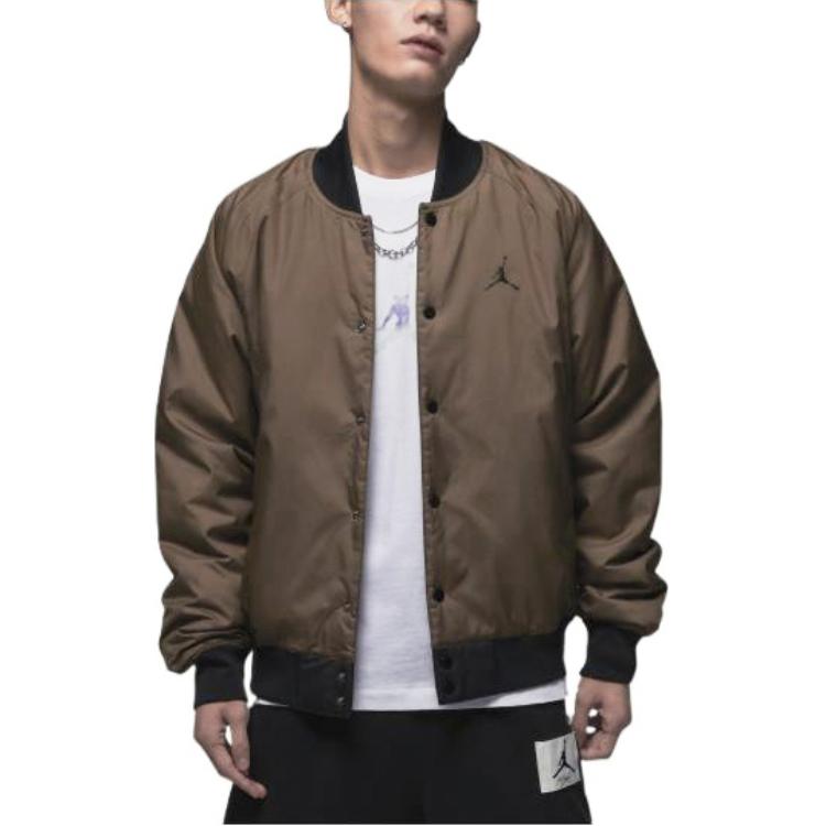 Purchase 乔丹标志印花单排扣修身棕色运动夹克 DV9792-274
