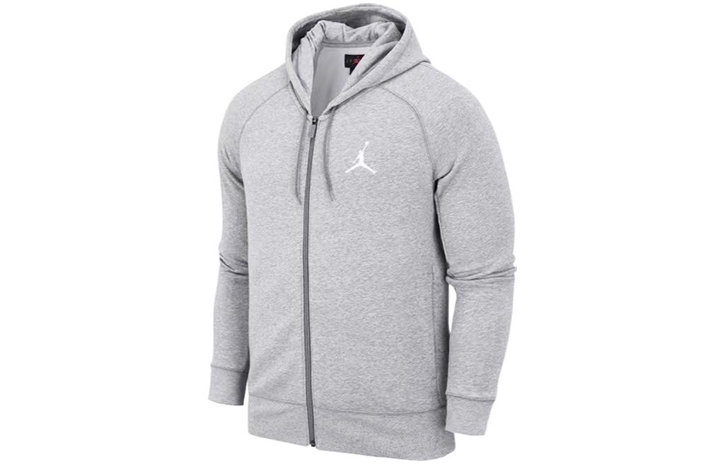 Jordan Logo Printed Zip-Up Hoodie Jacket - Grey AH3932-063
