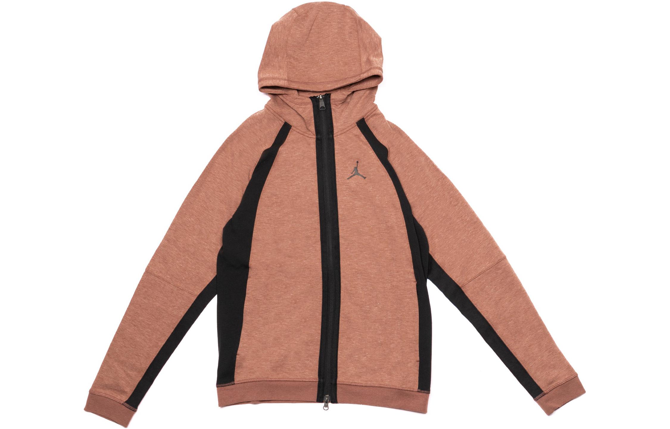 Jordan Logo Printed Zip Hoodie Jacket Brown () DQ7323-231