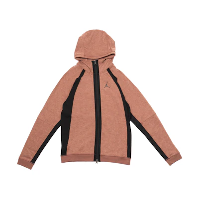 Jordan Logo Printed Zip Hoodie Jacket Brown () DQ7323-231