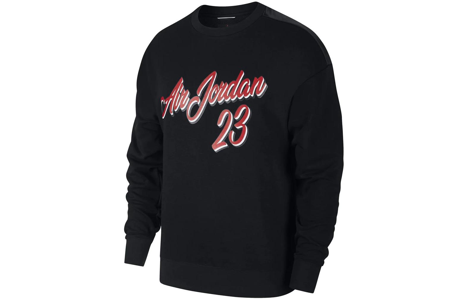 Jordan Logo Retro Letter Print Crewneck Sweatshirt Black () CD5765-010