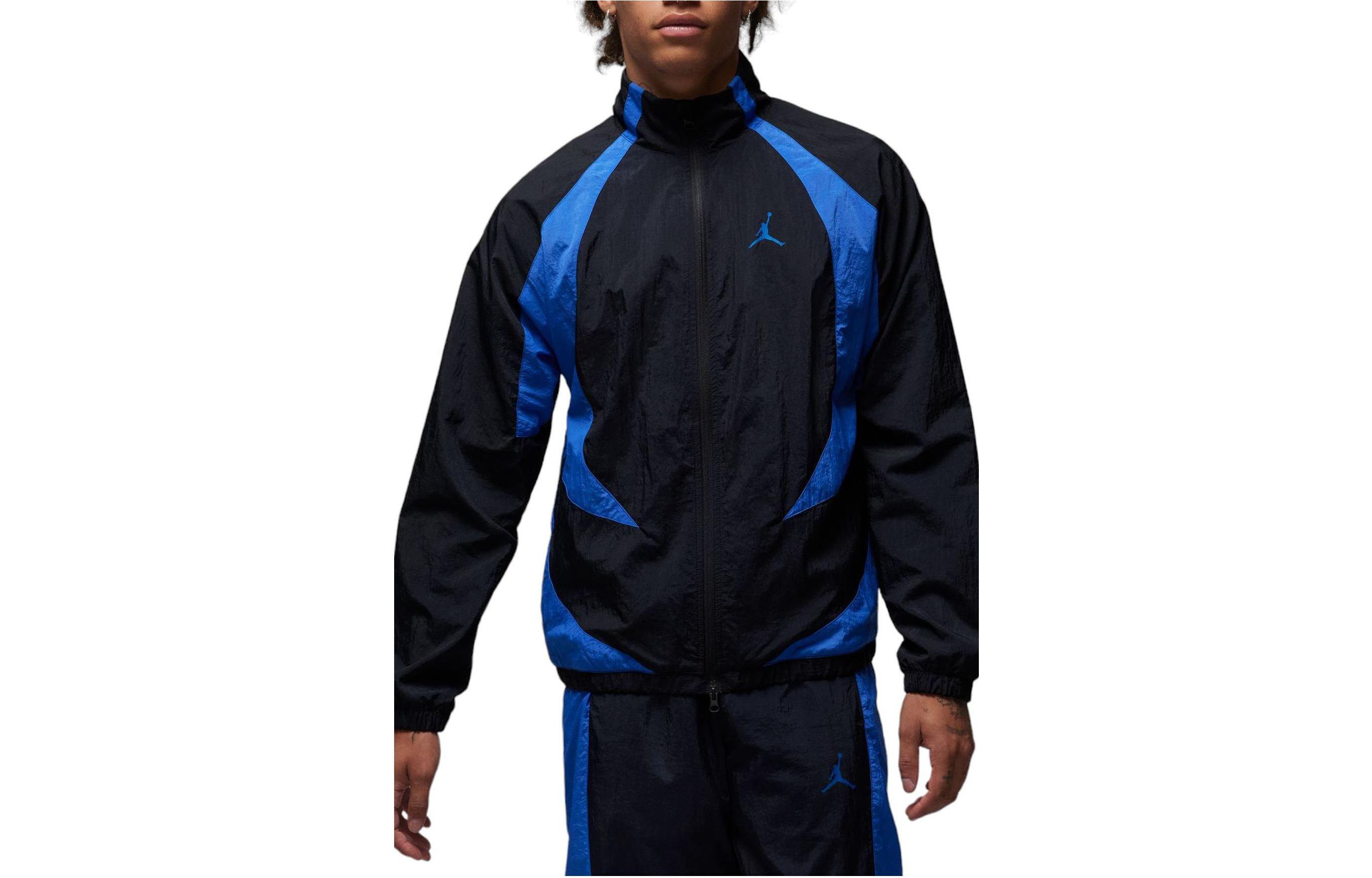 Jordan Logo Retro Sports Jacket Black Full-Zip Colorblock Track Jacket DX9367-014