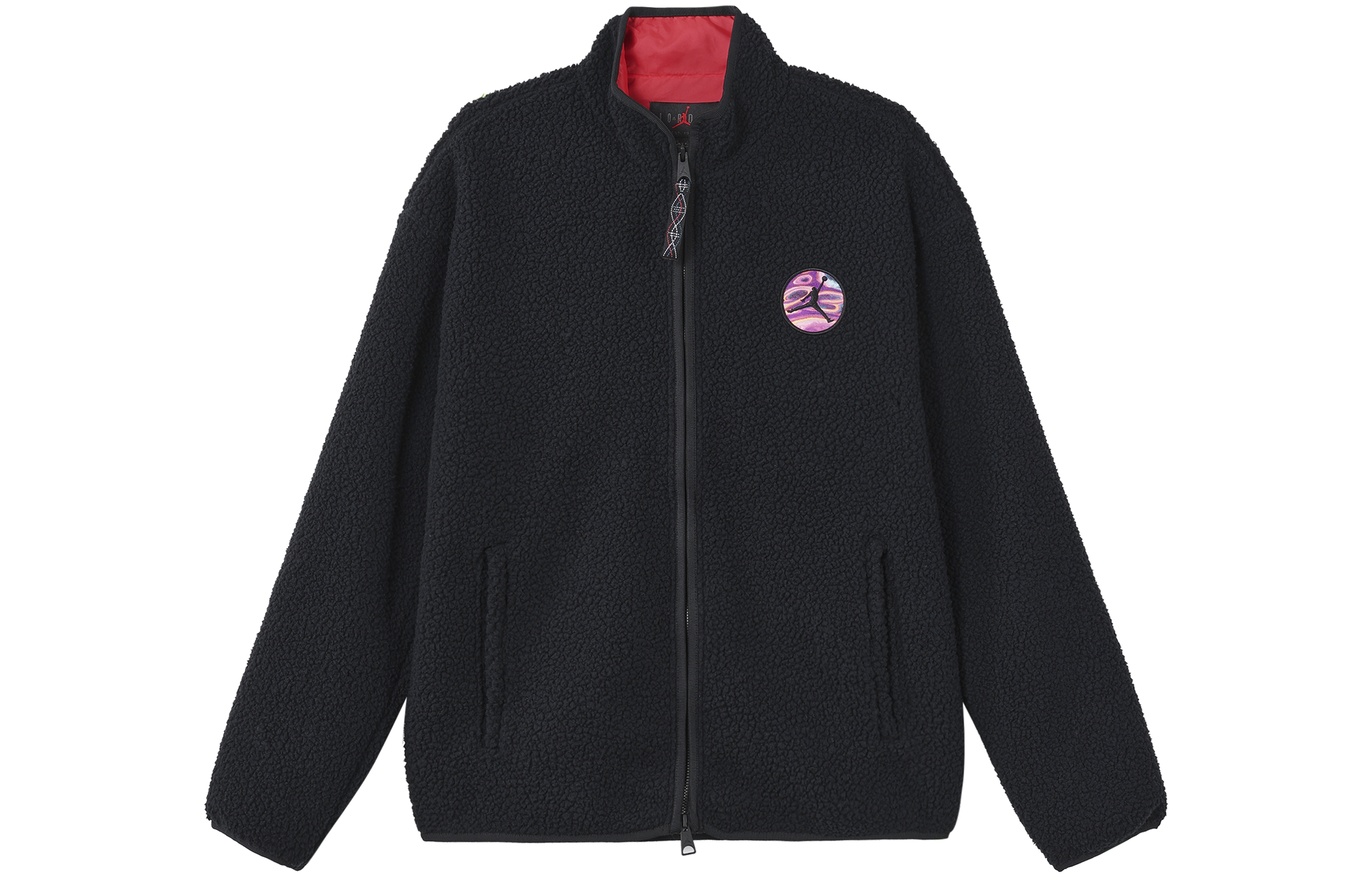Jordan Logo Stand-Up Collar Zip Plush Jacket Black FV4017-010