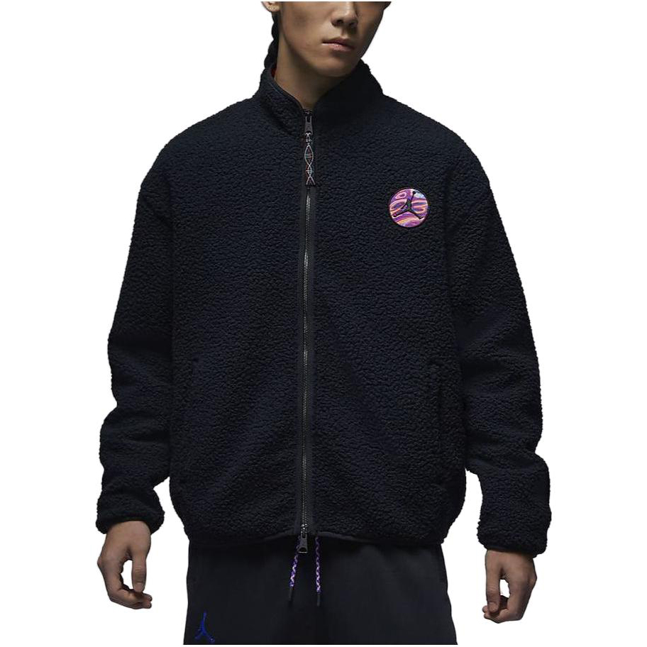 Purchase ジョーダン ロゴ スタンドカラー ジップ プラッシュ ジャケット ブラック FV4017-010