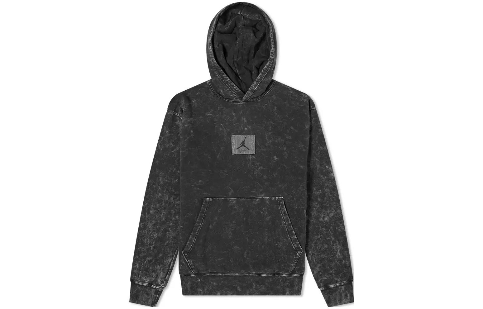 Jordan Logo Washed Print Pullover Hoodie Black DA2697-010