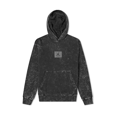 Jordan Logo Washed Print Pullover Hoodie Black DA2697-010